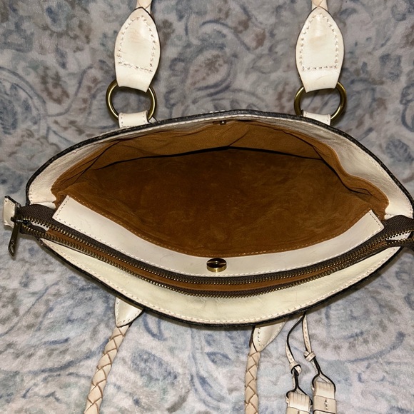 Patricia Nash Primrose Satchel Purse Tooled Shoulder Bag Ivory Beige Inlay - Picture 4 of 7